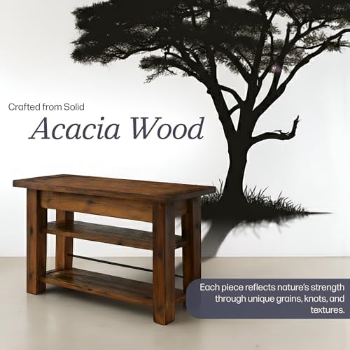 Alaterre Furniture Durango Solid Wood Console Table, Natural, 54”x17”x30”