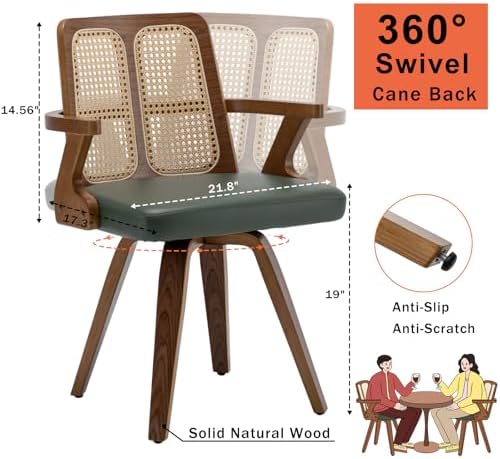 Walnut Dining Chairs - Swivel Rattan Dining Chairs with Bentwood Frame with E...