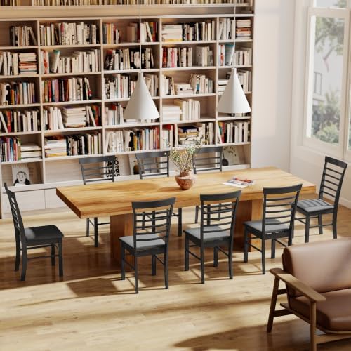 HOMCOM Wooden Dining Chairs Set of 4 Upholstered, Black and Gray