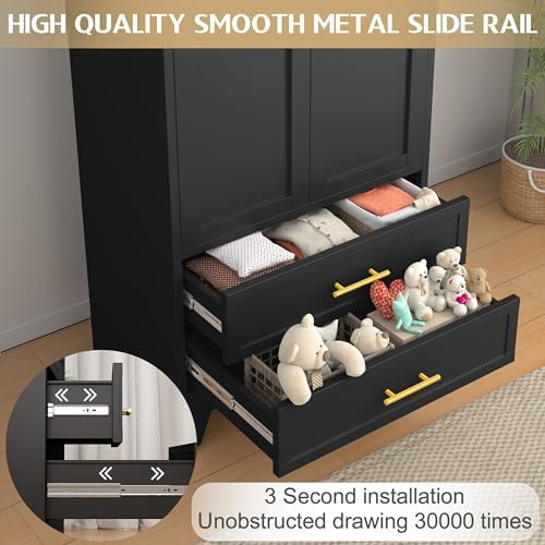 GAIOUS Metal Wardrobe Cabinet with 2 Drawers, 71" Clothing Storage Cabinets
