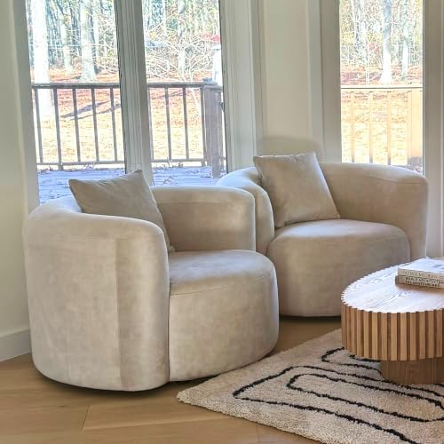 Acanva Mellow Tight Curved Back Accent Chair, Velvet Sofa