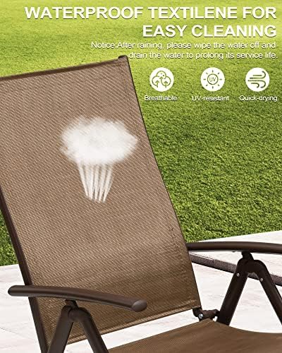 Lounge Chair Outdoor, Folding Pool Chaise Chairs Set of 3 (Brown)