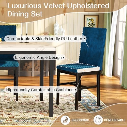 Recaceik Dining Table Set for 4, Kitchen Table and Chairs Set of 4 Modern Fau...