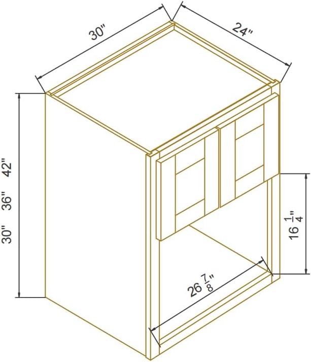 Solid Wood Shaker Wall Cabinet for Microwave – Space-Saving RTA with Open She...