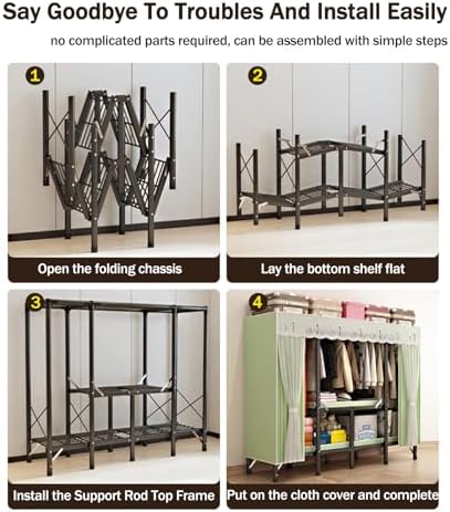 Canvas Wardrobe 85x50x172cm Wardrobes for Bedroom,Portable Wardrobe,1 Hanging...