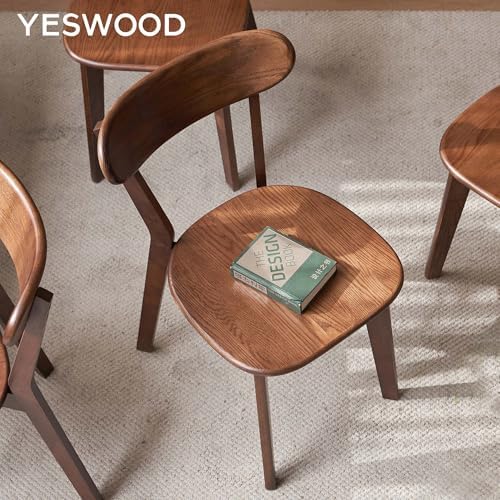 YESWOOD Oak Dining Chairs, 100% Solid Wood Kitchen Chairs with Curved Backres...
