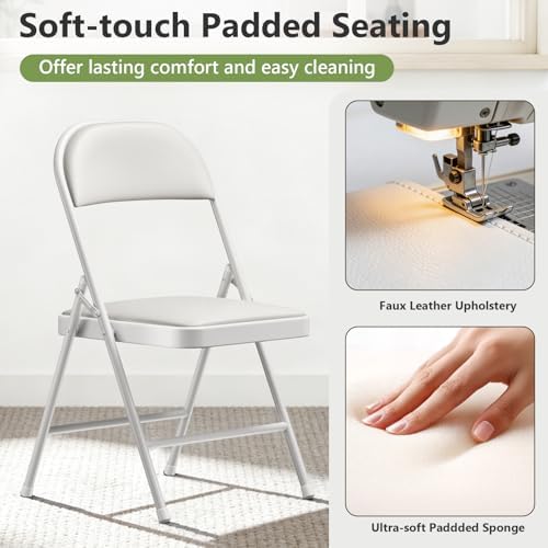 Folding Dining Table Set for 4, 5FT Foldable Plastic Table with Carrying Hand...