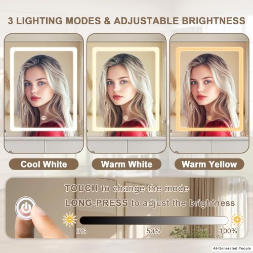 Vanity Desk with LED Mirror, 3 Lighting Modes and Chair | Small Makeup Vanity...