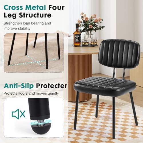 OLIXIS Dining Chairs Set of 4, Upholstered Kitchen Chairs, Black