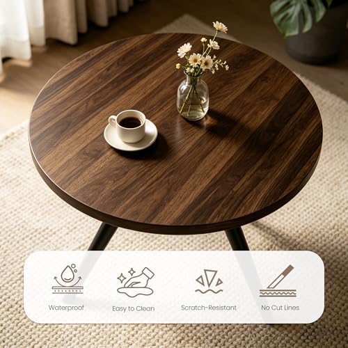 34.6" Round Dining Table Set for 2, Walnut Small Dining Room Set | Space...