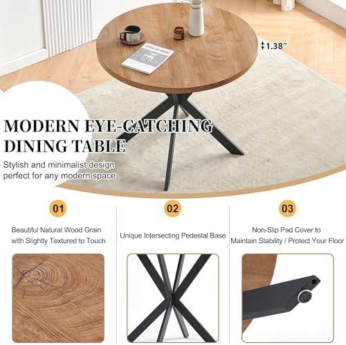 Homedot Round Dining Table Set for 4 with Chairs, Modern Kitchen Table&Ch...