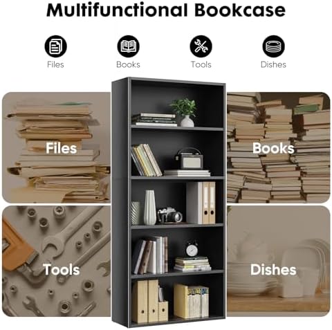 Sweetcrispy Tall Bookshelf, Book Shelf, Storage Organizer Bookcase