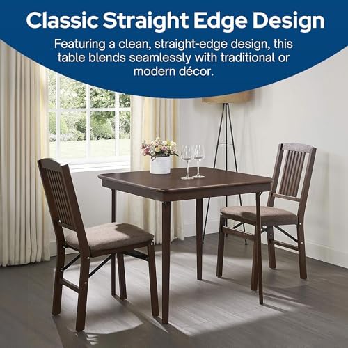 Stakmore Classic Straight Edge Square Wood Folding Table, 32x32, Espresso