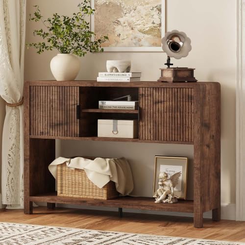 FATORRI Industrial Console Entryway Table with Storage, 43.31 inch Farmhouse ...