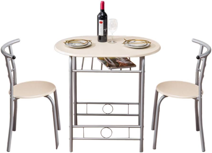 VINGLI 3 Piece Dining Set, Small Kitchen Table Set for 2, Breakfast Table Set...