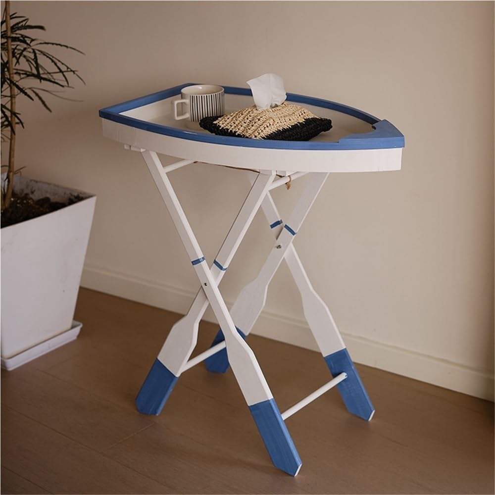 Wooden Ship Shape Side Table, Small Tables for Small Spaces, End Table for Li...
