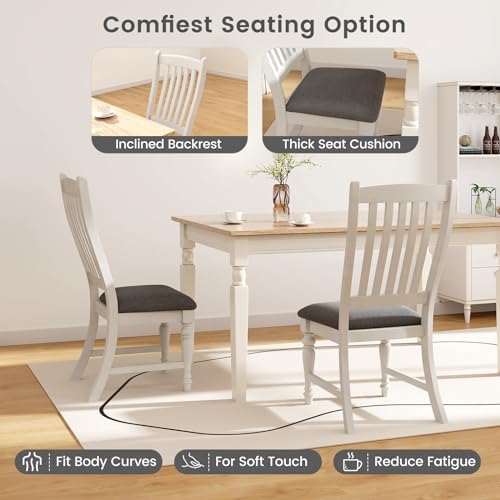 GIANTEX Wood Dining Chairs Set of 4, Farmhouse Kitchen Chairs, White
