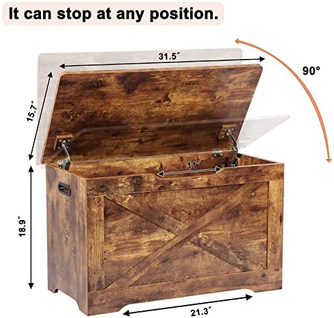 Timberer 31.5" Storage Chest, Wooden Storage Bench, Entryway Shoes Bench...