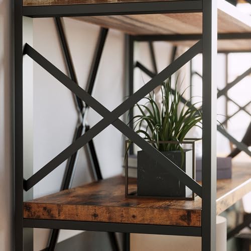 IRONCK Bookshelf Double Wide 6-Tier 76" H, Open Large Bookcase, Industri...