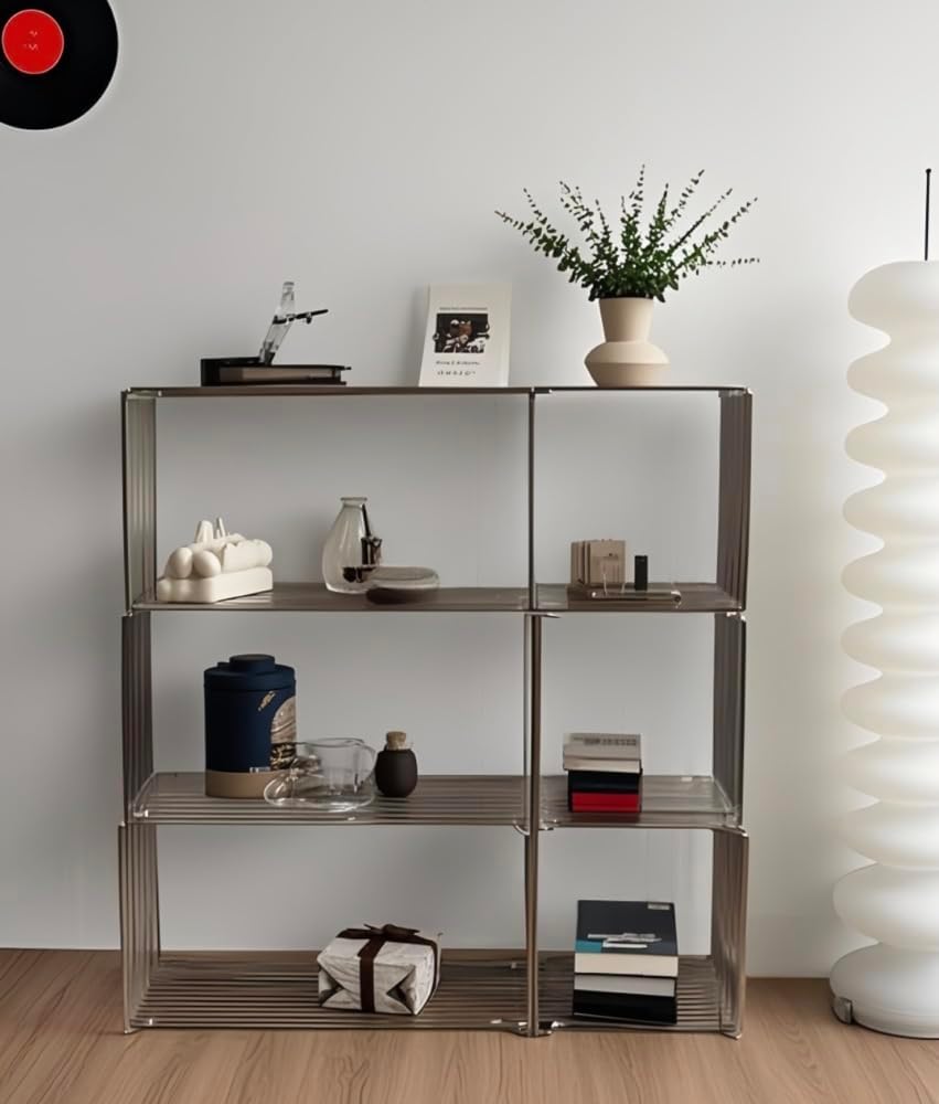Stainless Steel Side Table,Square Geometry Retro Side Table Linear Metal End ...