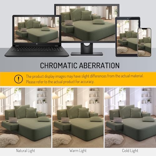 60.2" Oversized Chaise Lounge Chair, Corduroy Cloud Couch, Deep Seat Con...