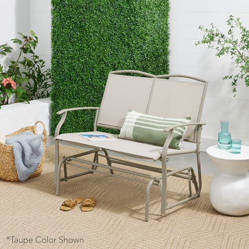 Best Choice Products 2-Person Outdoor Patio Swing Glider Steel Bench Loveseat...