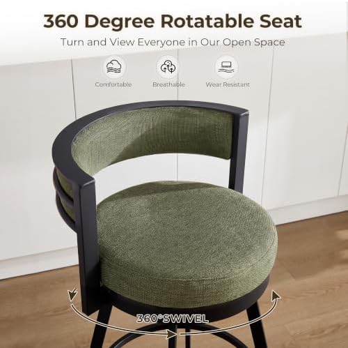 Flouki Swivel Counter Height Bar Stools Set of 2, Upholstered 26.6" Mode...