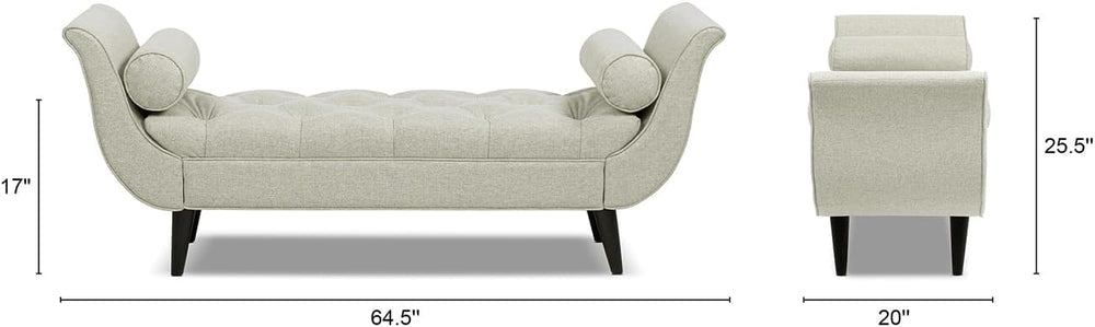 Jennifer Taylor Home Alma Tufted Flared Arm Entryway Bench, Taupe Polyester