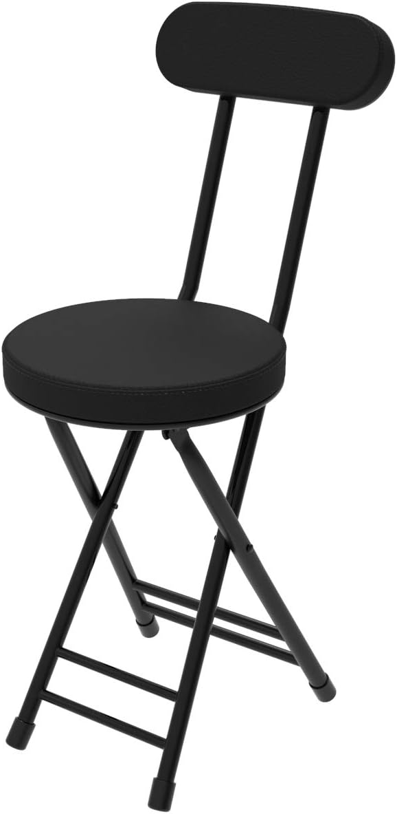 Folding Stool,Cushioned Padded Folding Stool 18.1 inch,Black Portable Heavy D...