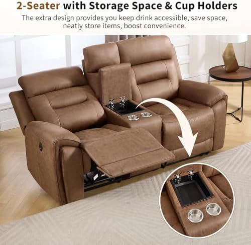 ANJ 3-Piece Power Recliner Sofa Set with Charging Ports, Include Single Recli...