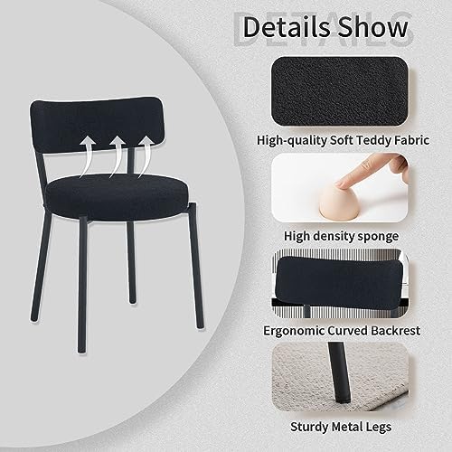 Boucle Dining Chairs Set of 4, Modern Round Upholstered Dining Chairs, Curved...