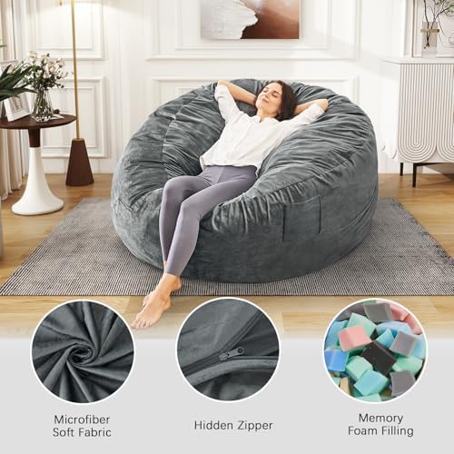 Bean Bag Chairs for Adults - Giant Bean Bag Convertible Floor Sofa | 3 IN 1 L...