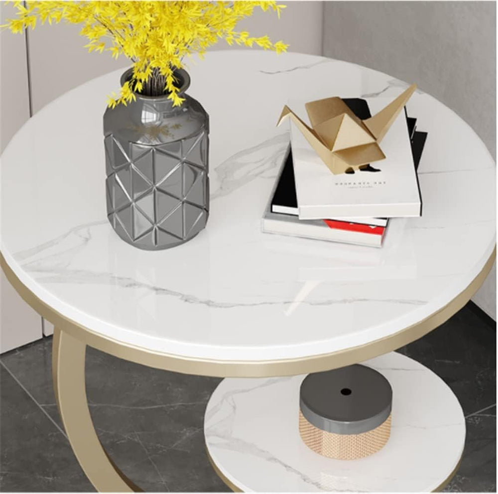 Rock Slab Side Table Fashion Round Living Room Small Coffee Balcony Sofa Corn...