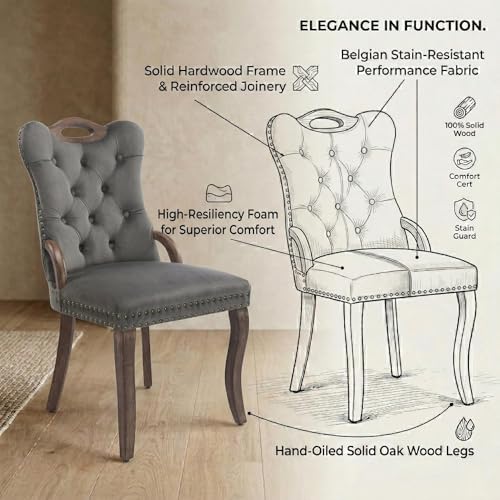 Dining Chairs Set of 6, Velvet Upholstered Kitchen Chairs with Vintage Copper...