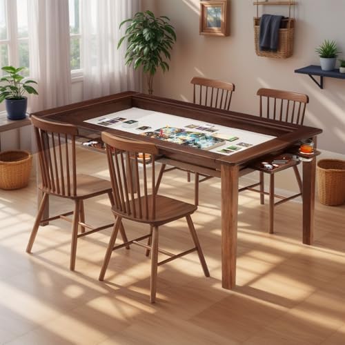 Coperat Solid Wood Board Game Table for 4-6 Players,Dining/Gaming Table w/ 54...