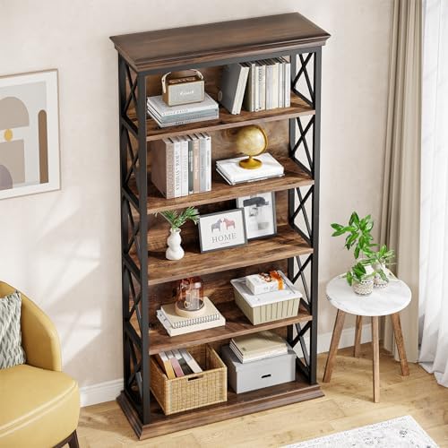 Tribesigns 6-Tier Bookcase Set of 2, 71 Inches Industrial Bookshelves and Boo...