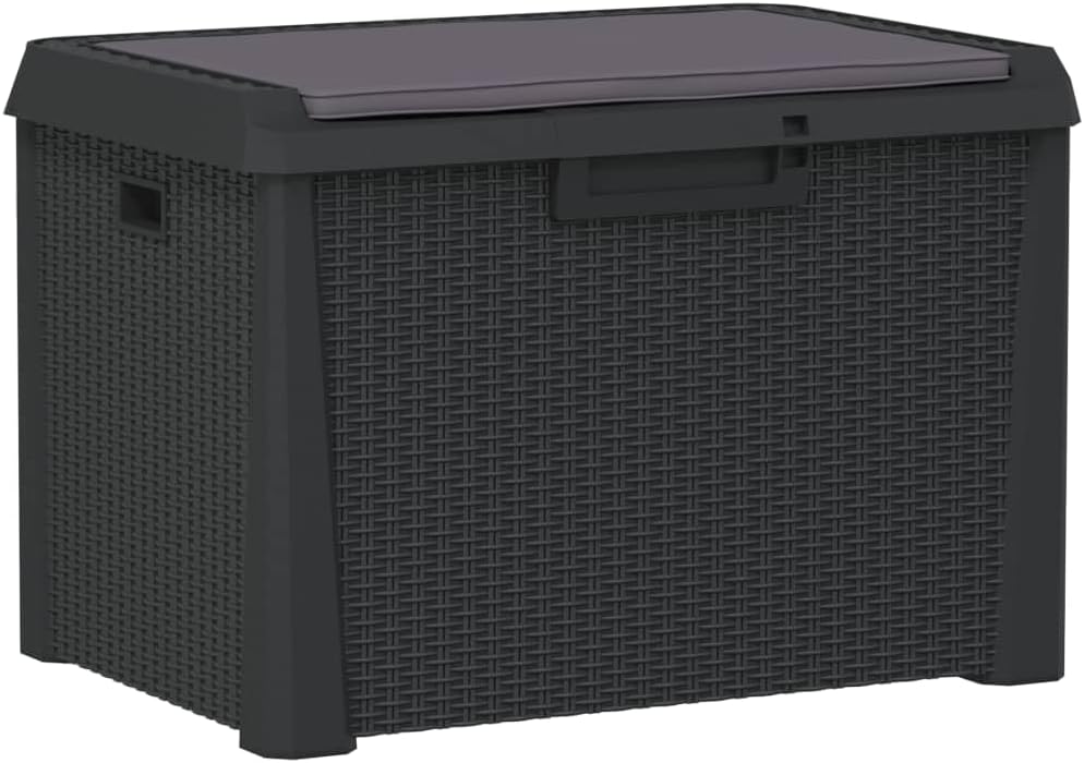 Anthracite Garden Storage Box 125L Polypropylene Medium Outdoor Patio Seat wi...
