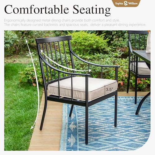 Sophia & William 7-Piece Patio Dining Set, Metal Table, Stright Leg Chairs