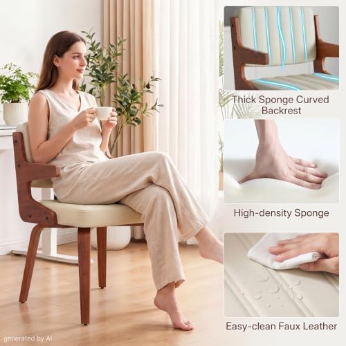 Dining Chairs Set of 4,Mid Century Modern Kitchen Chair with Hanging Arm | Se...