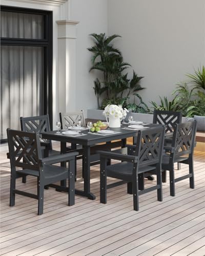 7-Piece Outdoor Dining Set, HDPE All-Weather Patio Table and Chairs Set for 6...