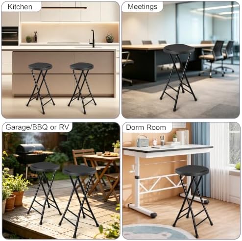COOZMENT 24-Inch Folding Stool with Handle, Folding Bar Stool with Non-Slip F...
