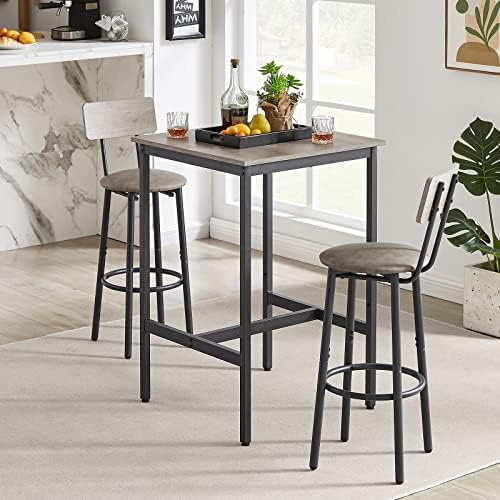 CALABASH 3-Piece Bar Table and Chairs Set for Small Space, Bar Set with Squar...