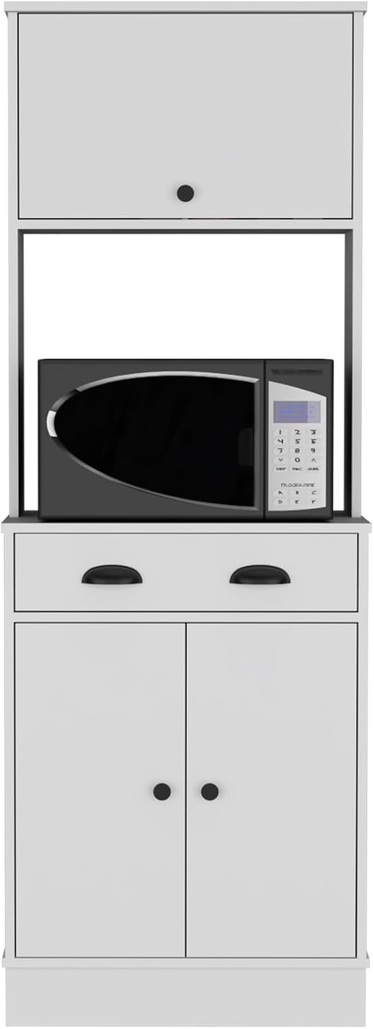 Apex Kitchen Pantry 66.3" H with Drawer, 2 Cabinets, and Microwave Stand...