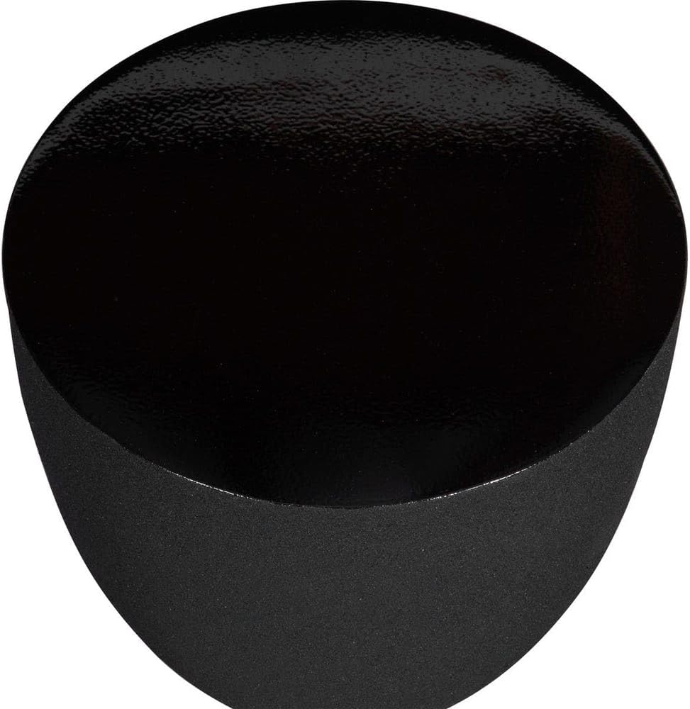 Hourglass Accent Table, Sandpaper Black Iron Base with High Gloss Black Top E...