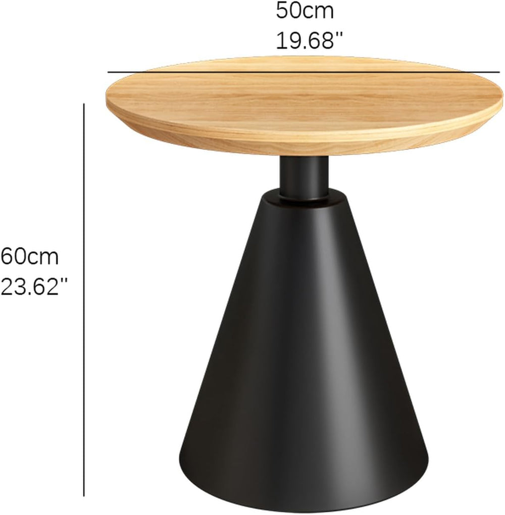 Round Pedestal Side Table, Modern Solid Wood End Table with Metal Base, Small...