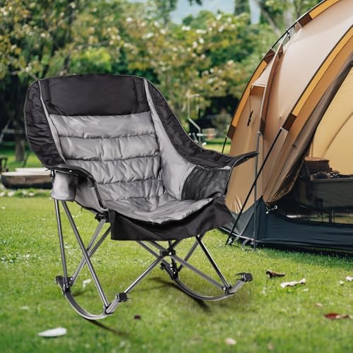 2 PCS Oversized Rocking Camping Chair for Adults - 400lbs Capacity Padded Cam...