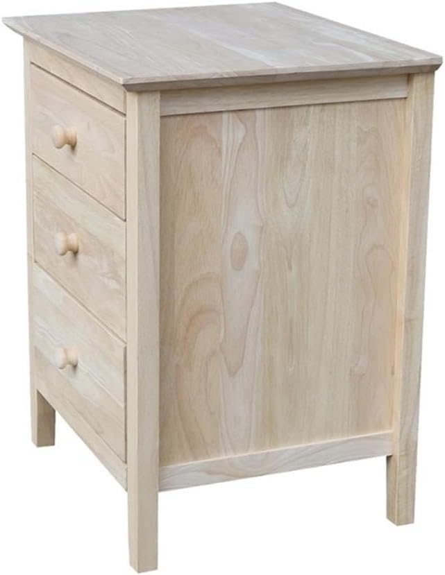 25"H Solid Wood Bedroom Nightstand with 3 Drawers, Parawood Construction...