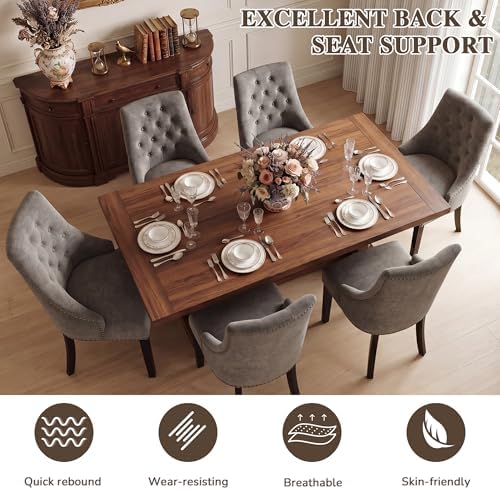 LSSBOUGHT Tufted Dining Chairs Set of 2, Modern Upholstered Accent Chairs wit...