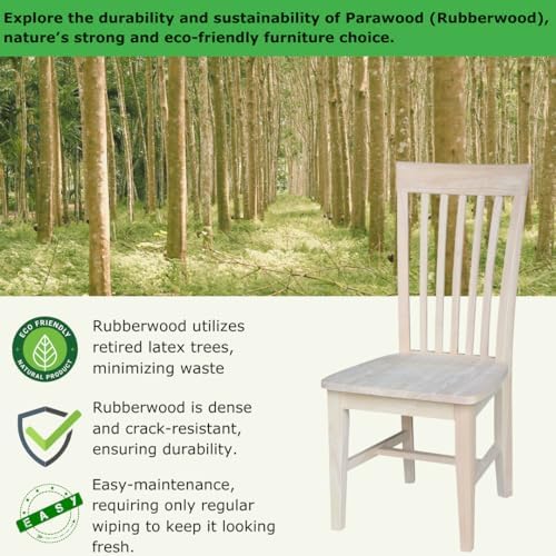 Set of 2 Tall Mission Dining Chairs Solid Parawood, Upgrade Your Dining Exper...