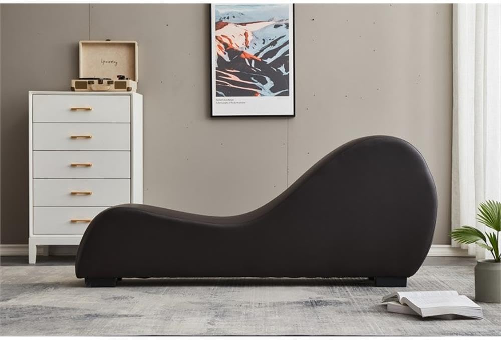 Kolar Faux Leather Yoga Chaise Lounge Chair, Relaxation, Streching, in Brown
